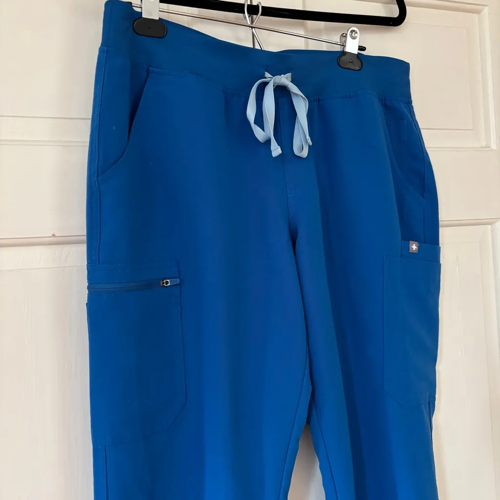 Figs Yola Yoga Scrub Pants Royal Blue Womens Scrubs Size Large Comfort Work Pant - Image 3