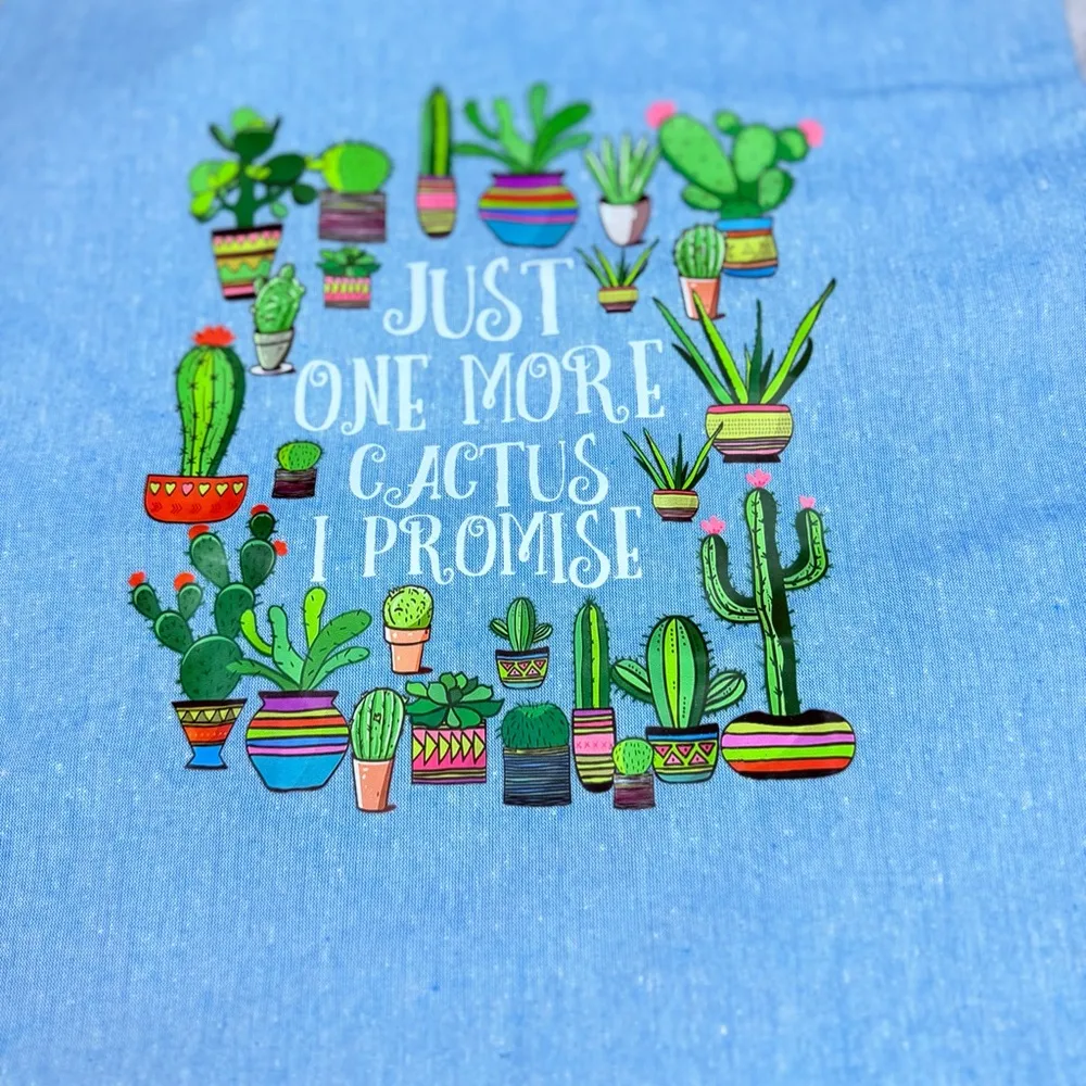 New cotton shopping bag tote Just one more cactus I promise 16x14 handcrafted - Image 3