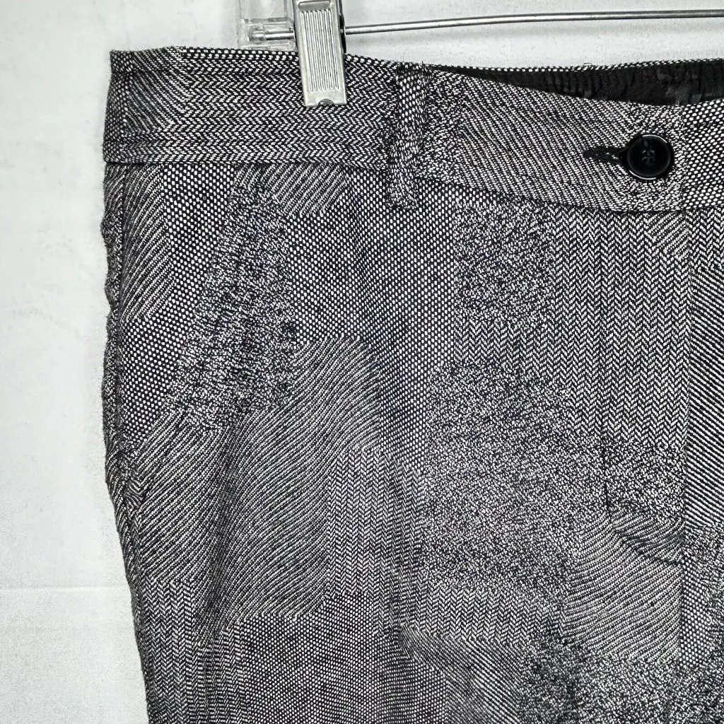 Trina Turk Tweed Wool Blend Wide Leg Cotton Trousers Pants Black Size 12 (34x30) - Image 5