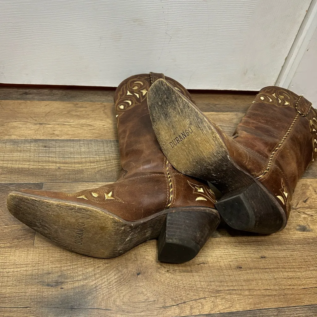 Durango Brown and Gold Ankle Boots - Image 7