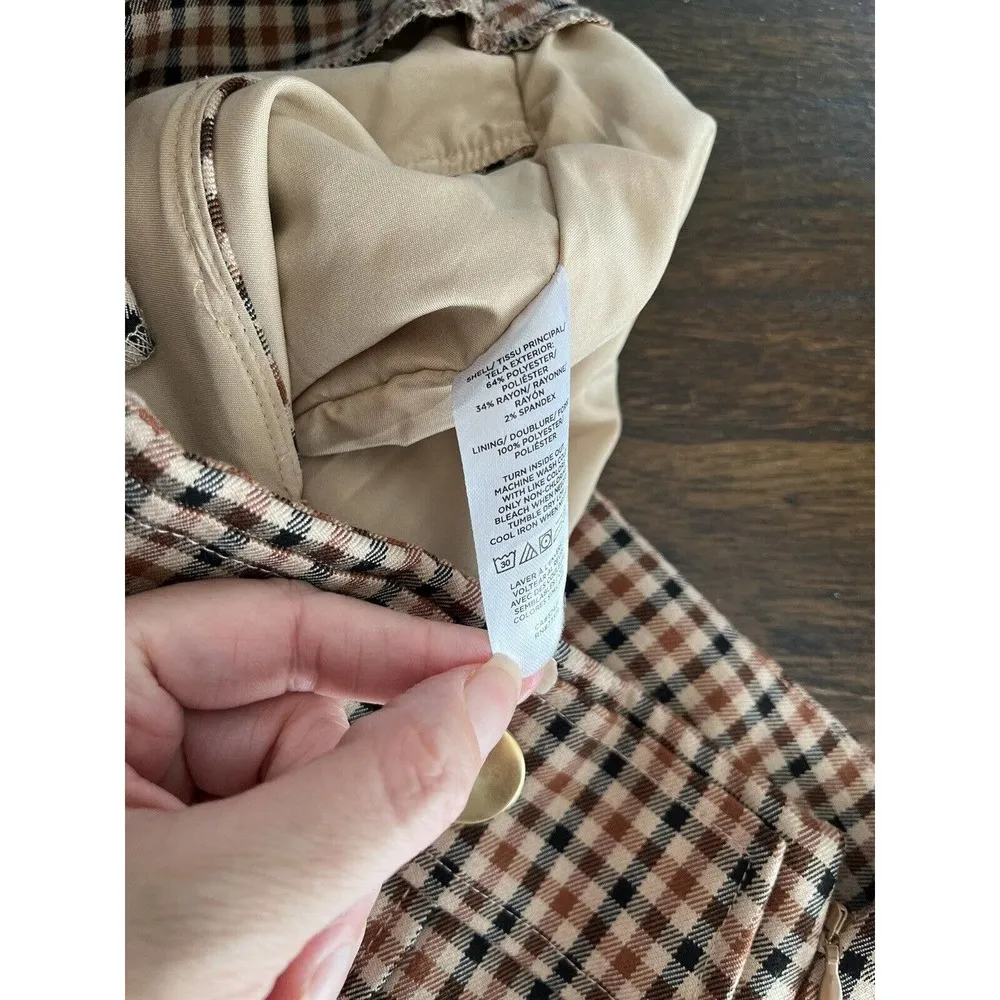 Ann Taylor Brown Plaid Straight Pencil Career Wear Skirt Women’s Size 2 Petite - Image 6