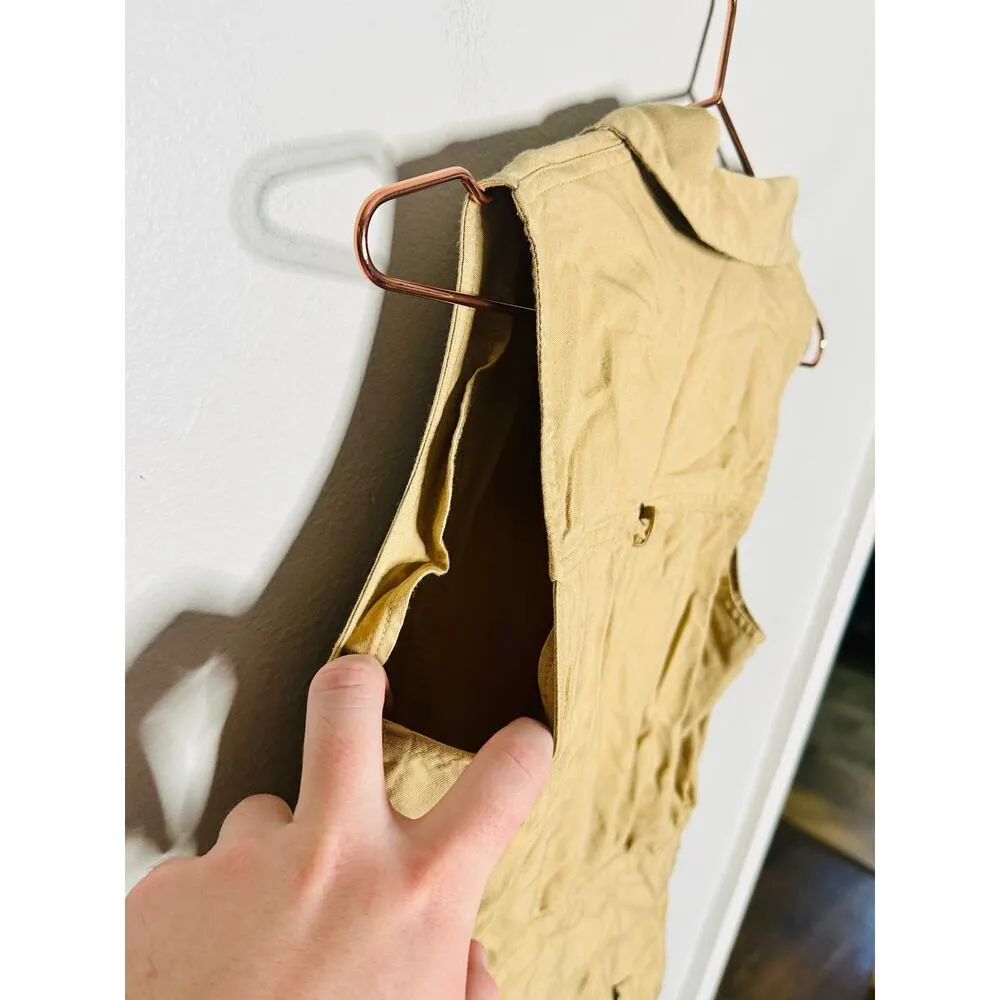 JASON WU Tan Silver Belted Collared Neck Button Collar Sleeveless Romper Size 0 - Image 14