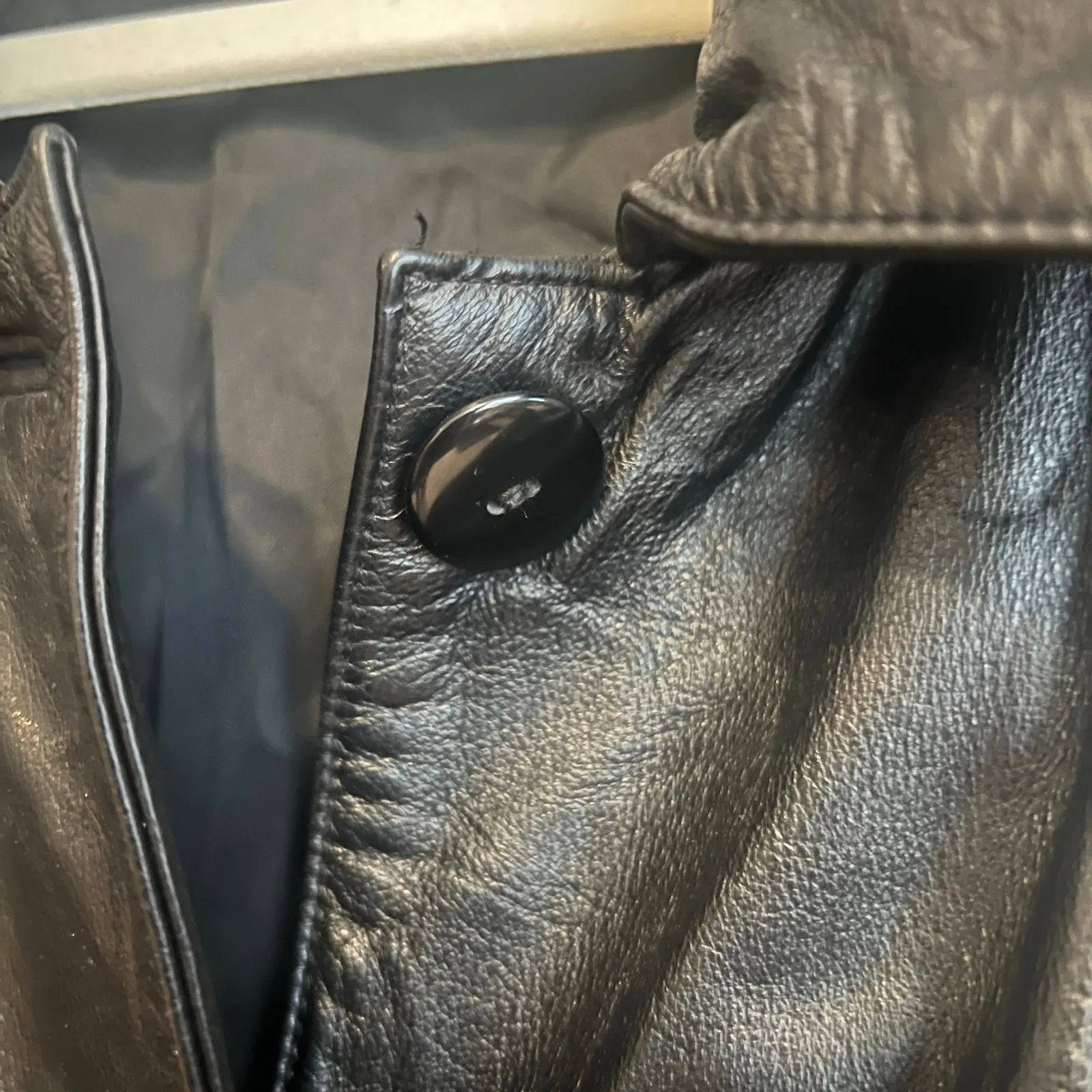 Vintage Preston & York Genuine Leather Jacket Motorcycle Womens 1X Black Button - Image 2