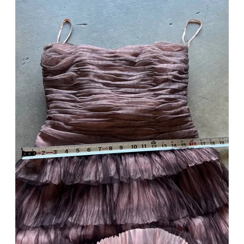 Jovani New York Strapless Tiered Tulle Maxi Black Pink Dress Women’s Sz 10 - Image 9