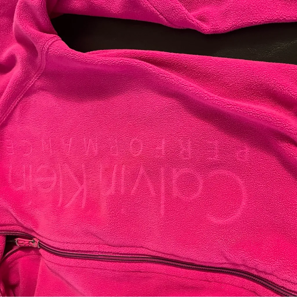 Calvin Klein Performance Jacket Small Full Zip Pockets Mock Neck Fleece Pink - Image 7