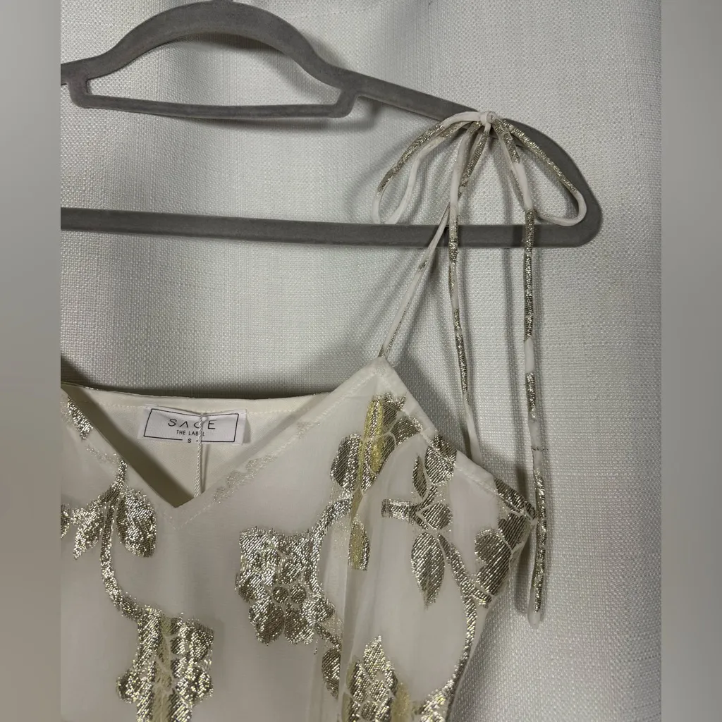 Sage The Label Afterglow Lurex Metallic Midi Dress in White Champagne Small - Image 11