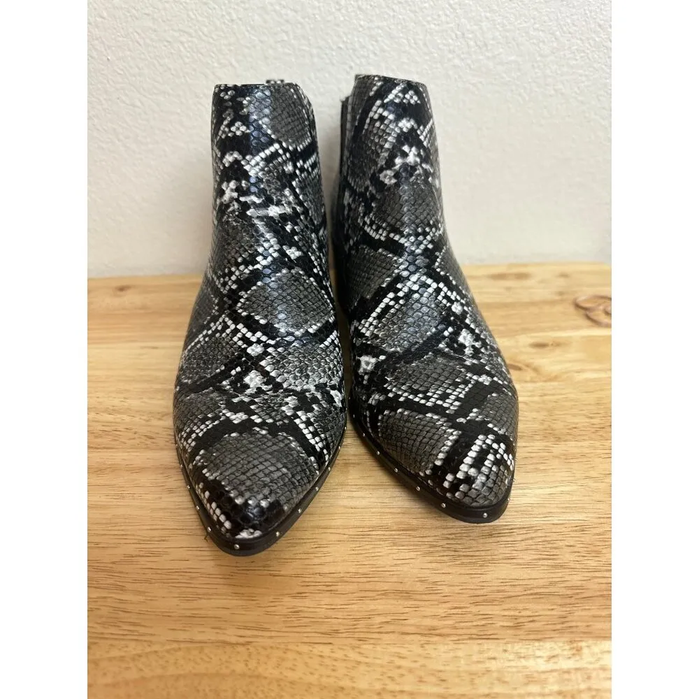 Bar III Women's Synthetic Pull On Black White Snake Skin Print  Ankle Bootie - Image 14