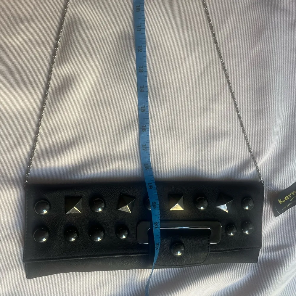 Karma Black Studded Leather Clutch - Image 11