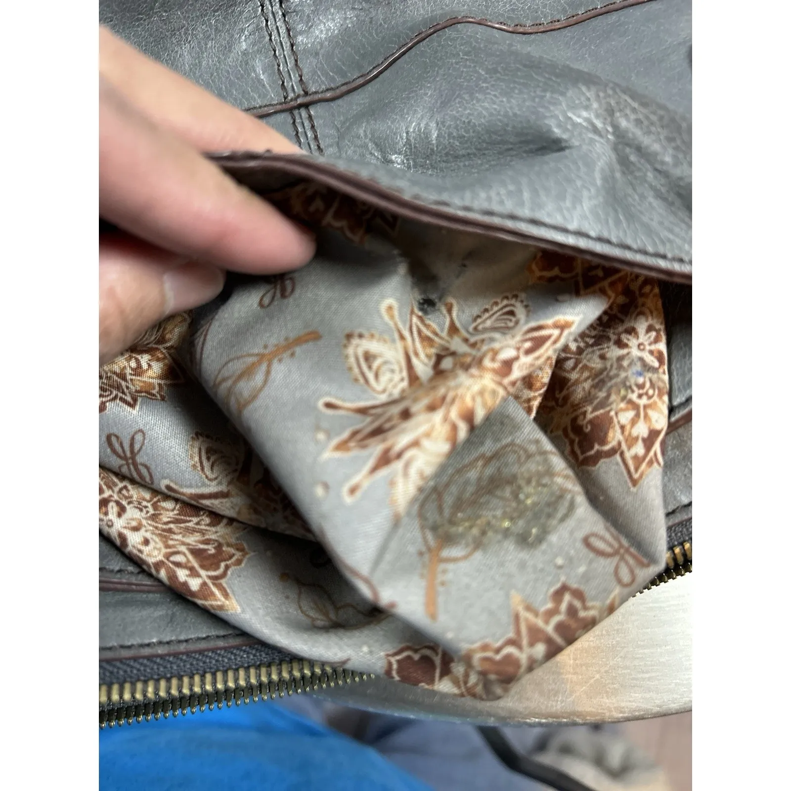 Hobo International Friar Gray Leather Carryall Tote Shoulder Bag Satchel Purse - Image 12