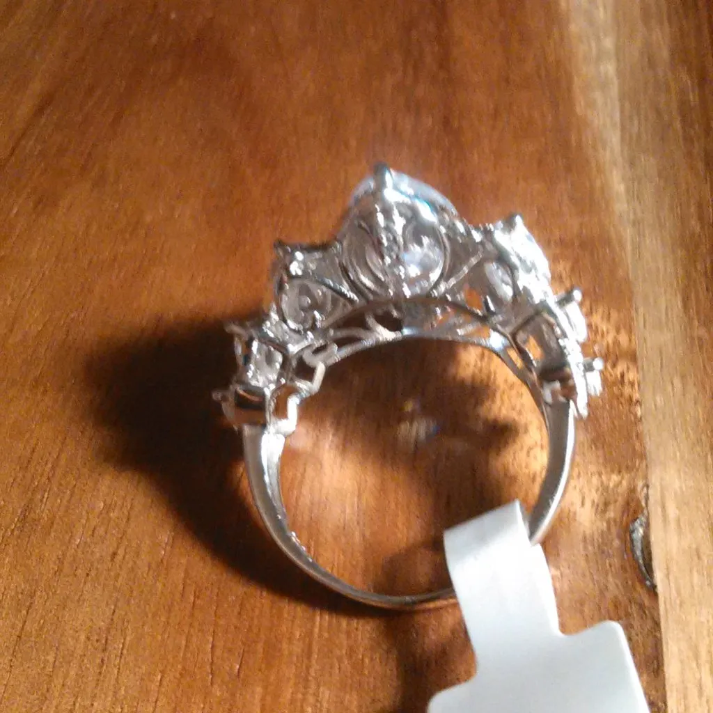 White Cubic Zirconia Sterling Silver Ring (Size 8) - Image 8