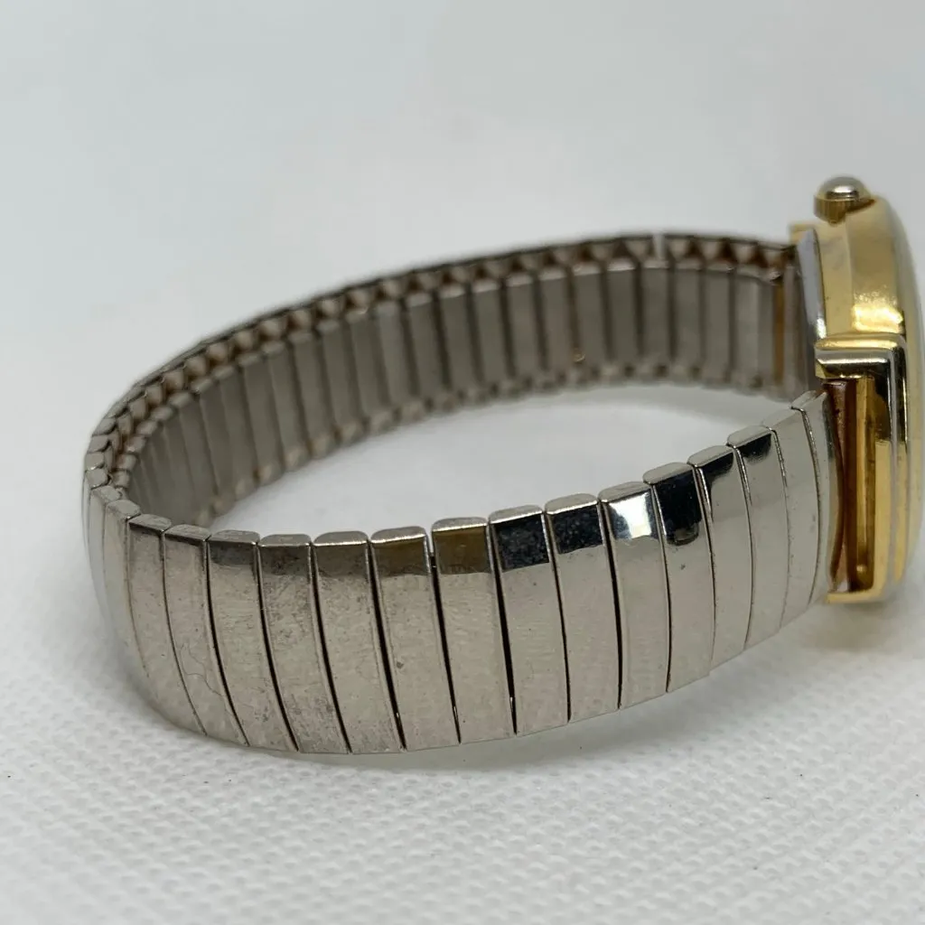 Vintage Perini Japan women watch gold silver tone 27mm mop dial size 6” running - Image 5