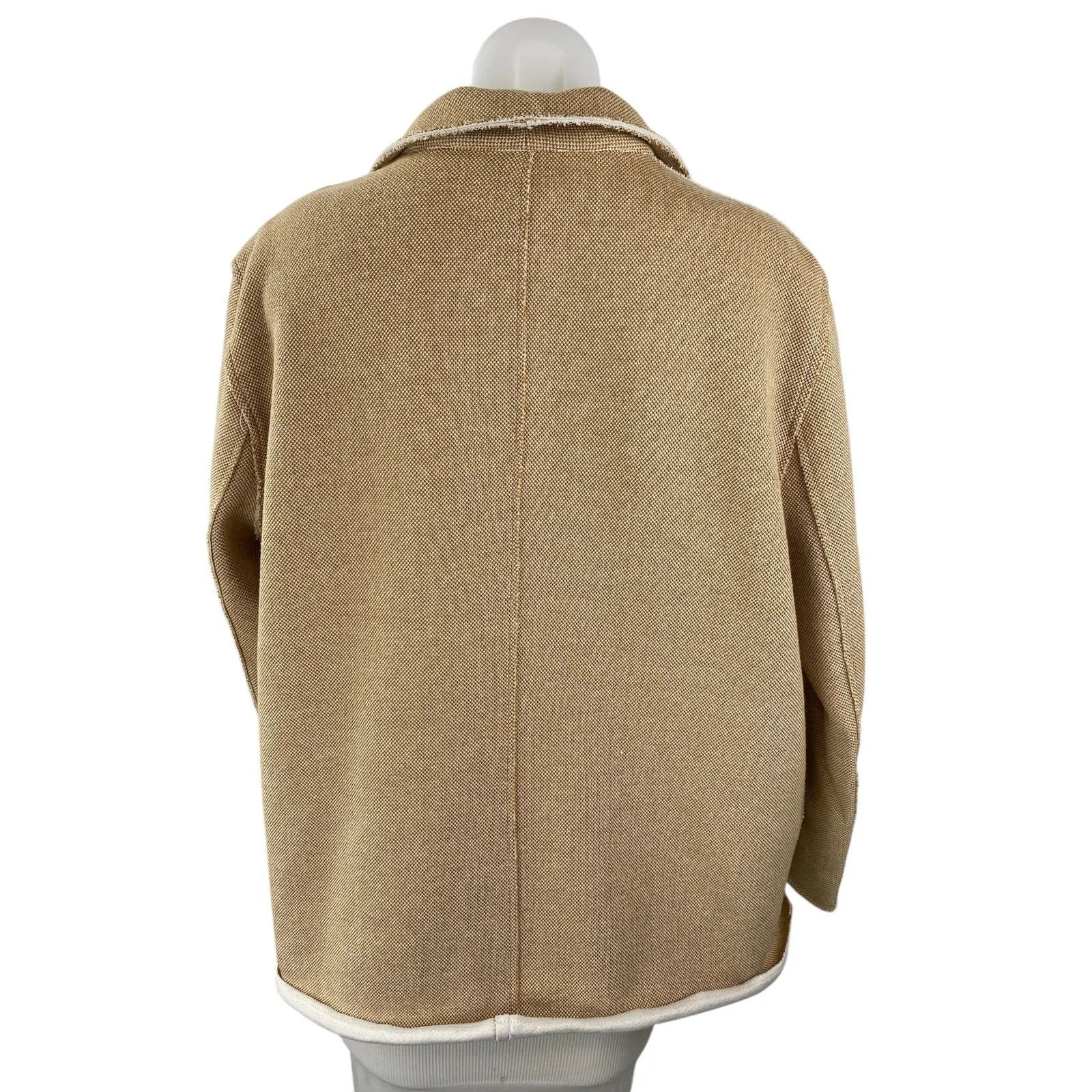 Topshop Women's Tan Beige Tweed Long Sleeve Pocket Blazer Coat Jacket Size 14 - Image 2