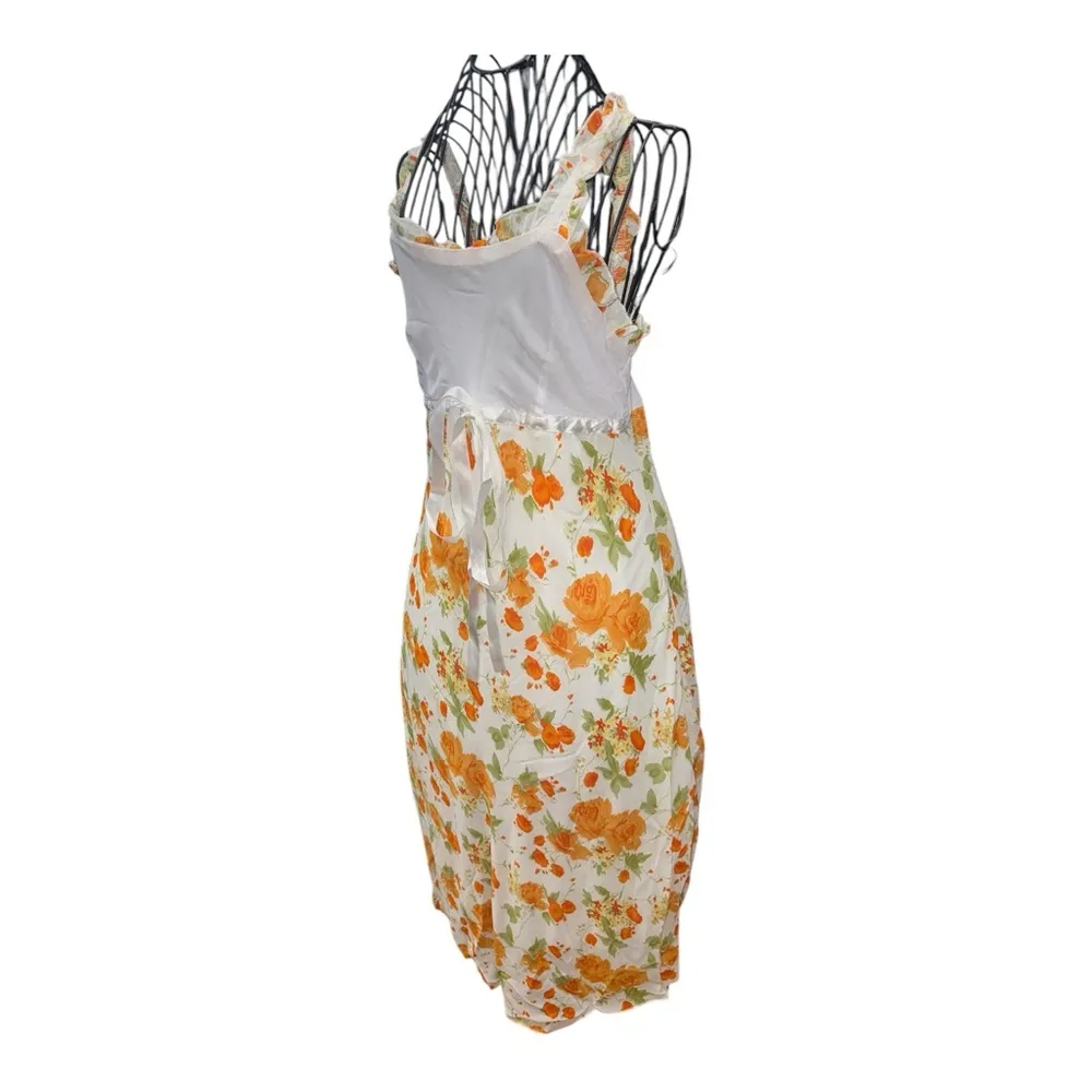 Floral Maxi Dress with Orange Blossoms - Image 3