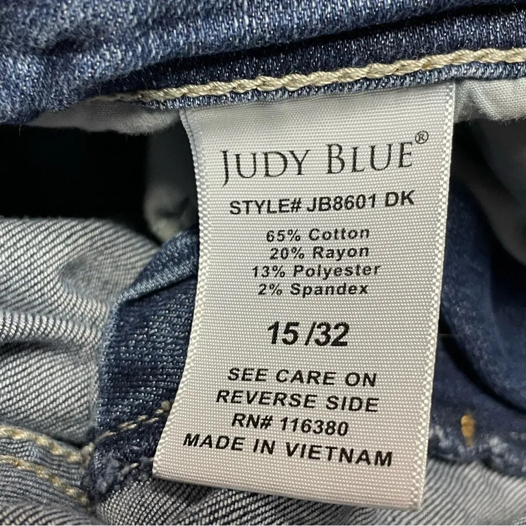 Judy Blue Jeans High Waist Straight Leg Stretch Denim Women's 15/32 Distressed - Image 9