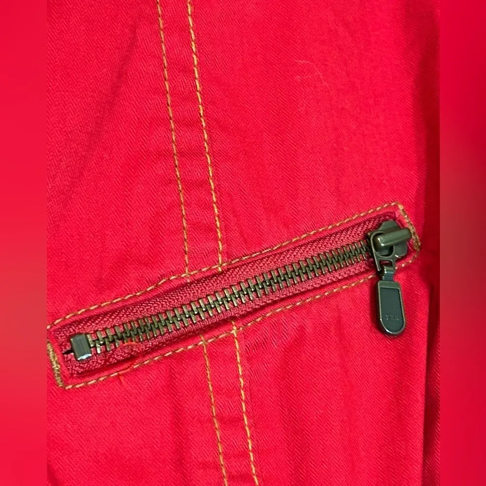 CAbi Red First Mate Belted Jacket With Zipper Front Size Small 100% Cotton #401 - Image 9