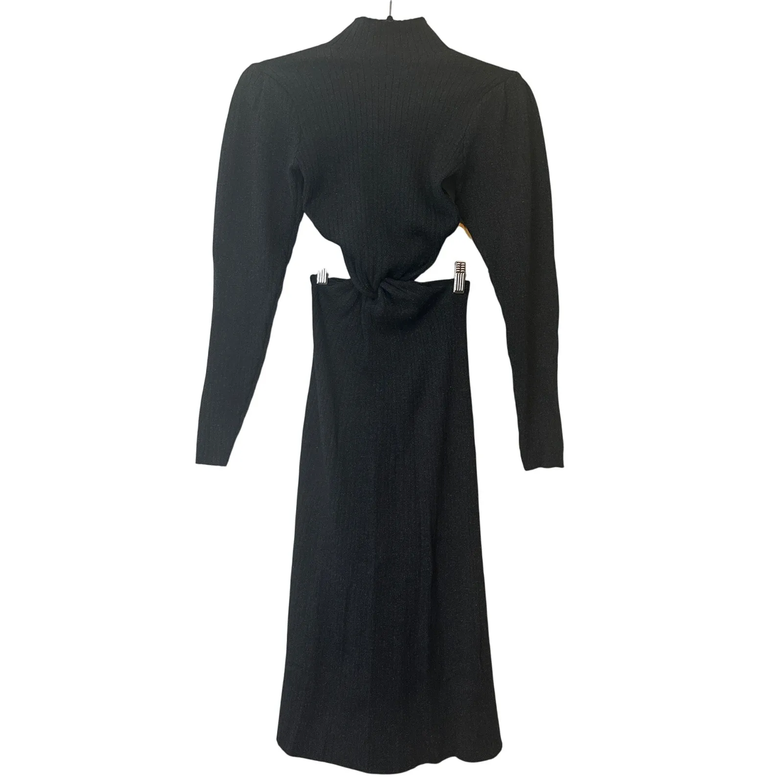 Amur Rosemary Black Metallic Knit Twist Midi Dress Size Small - Image 4