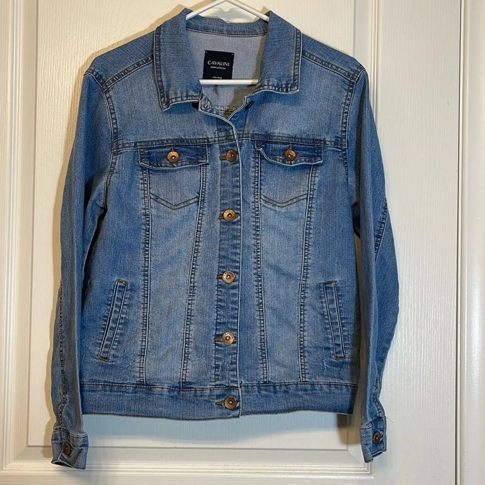 Women's Cavalini Denim Blue Jeans Jacket (Denim Collection) Size Large EUC - Image 2