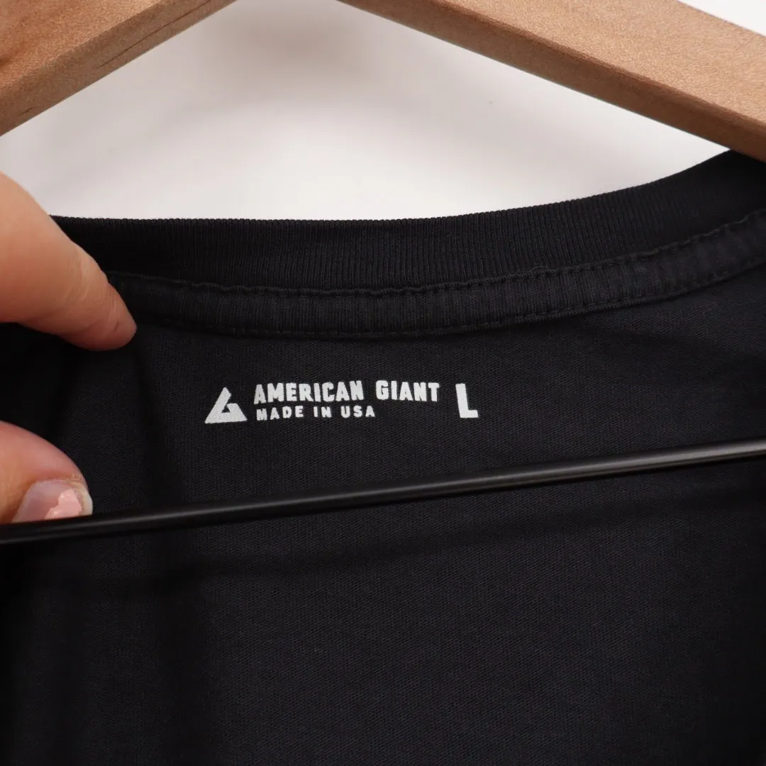 American Giant Black V Neck Short Sleeve T Shirt Women Size L Made in USA Size L - Image 3