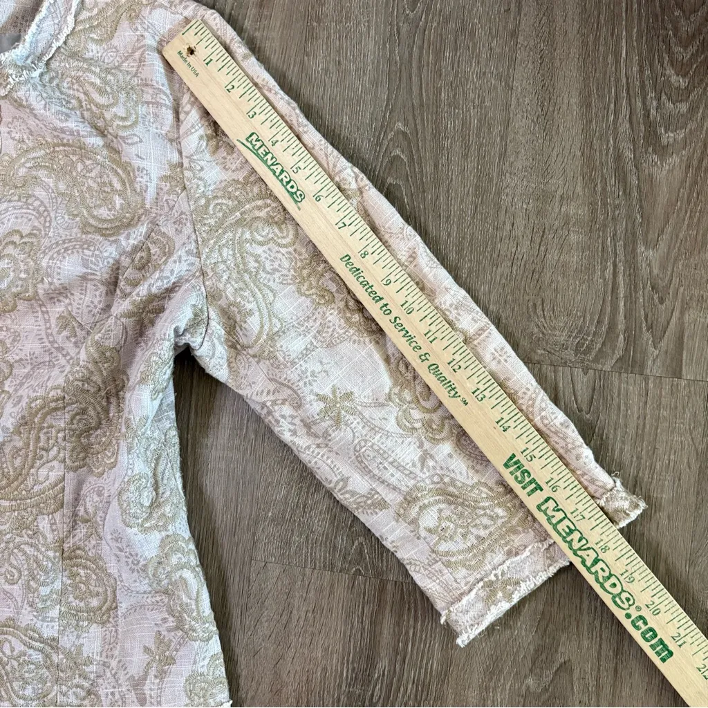 Coldwater Creek Textured Olive and Cream Jacket Sz 16 Paisley Linen blend Womens - Image 5