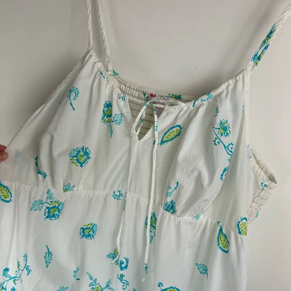 Cacique Womens Cotton Sleep Dress Sz 22/24 White Blue Paisley Floral Print - Image 4