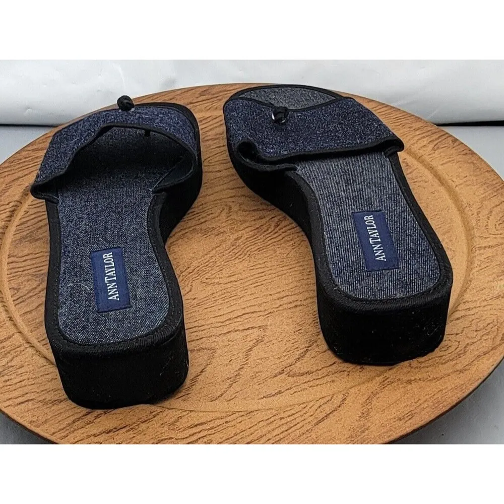 Ann Taylor Denim Open Toe Slipper Thong - Image 6