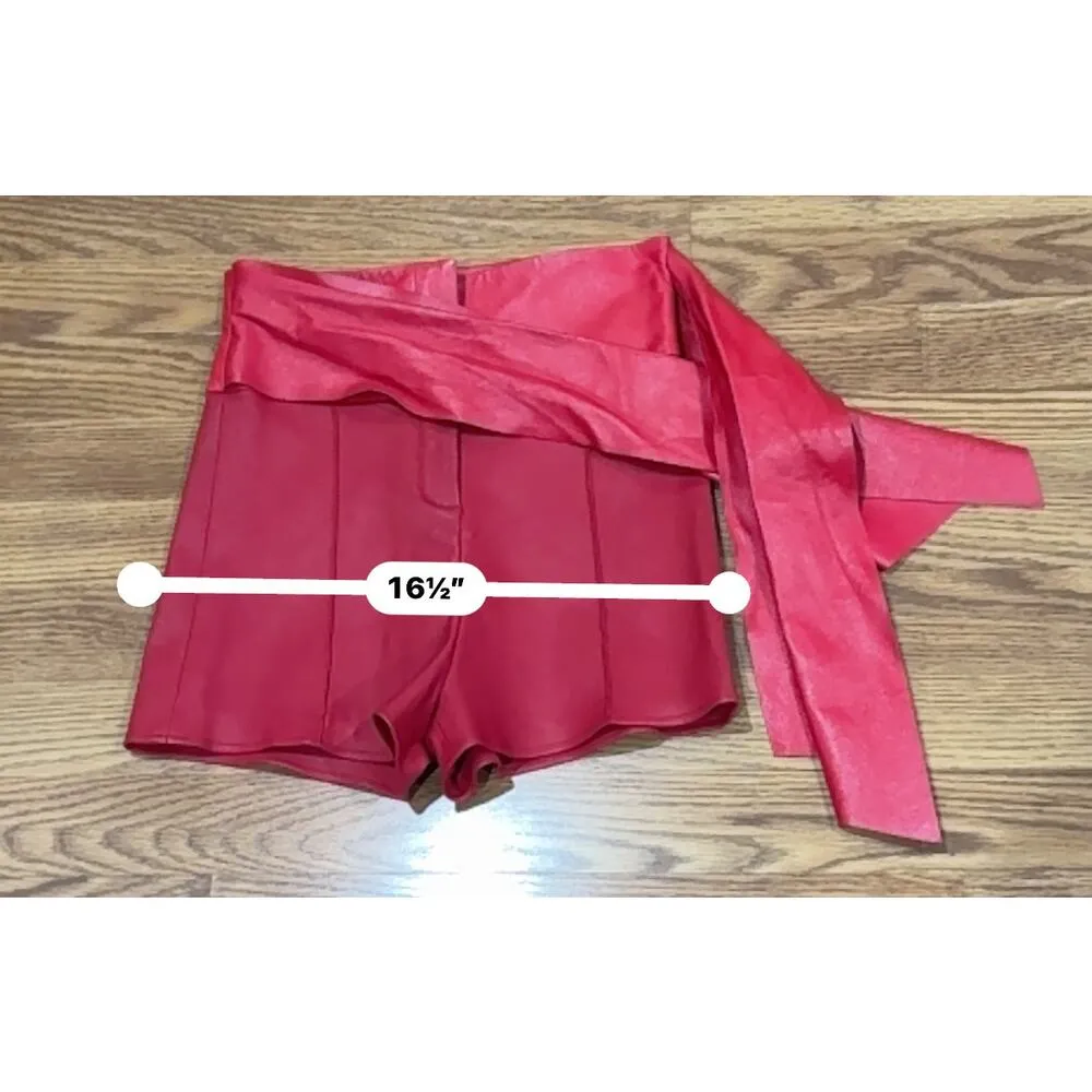 VALENTINO Garavani Red Bow-Detailed Leather Shorts size EU 38 - Image 5