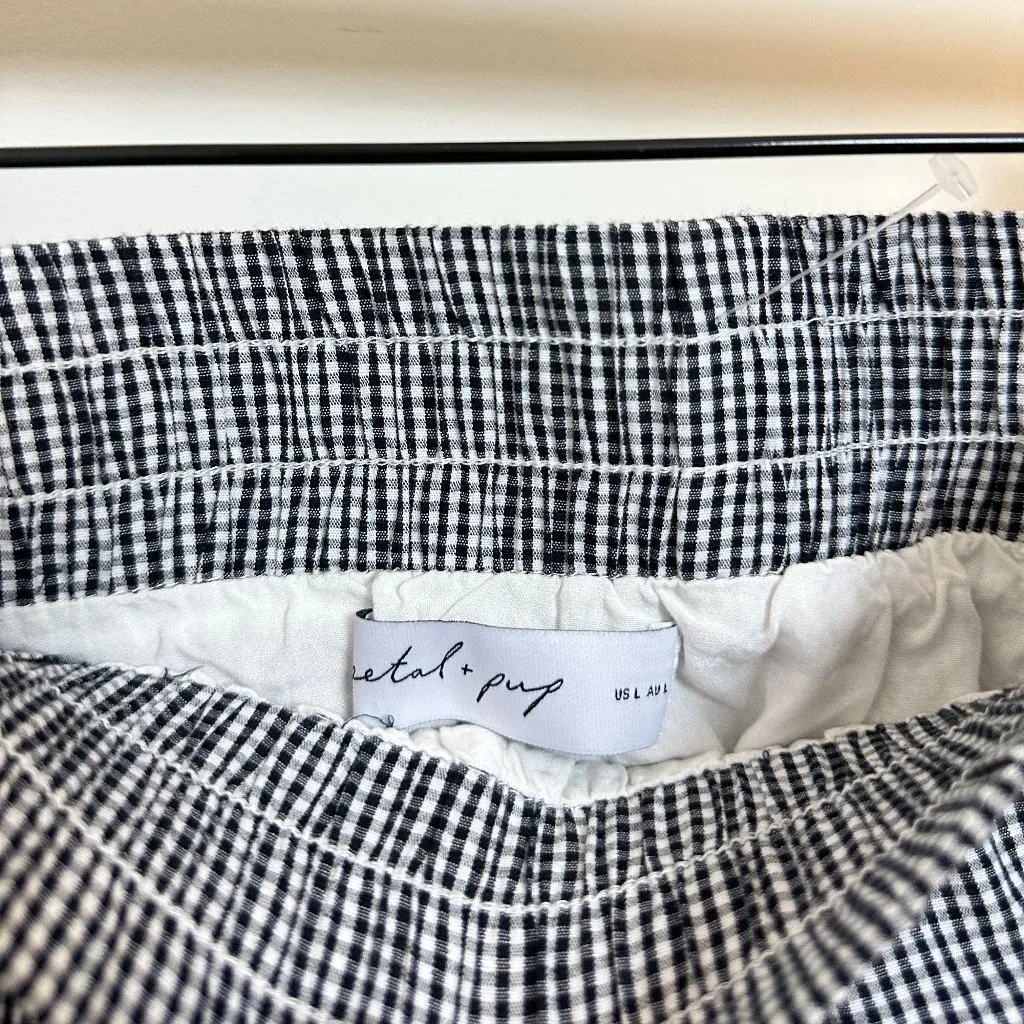 PETAL & PUP Luna Strapless Peplum Top & Skirt Set in Black White Gingham Large - Image 9