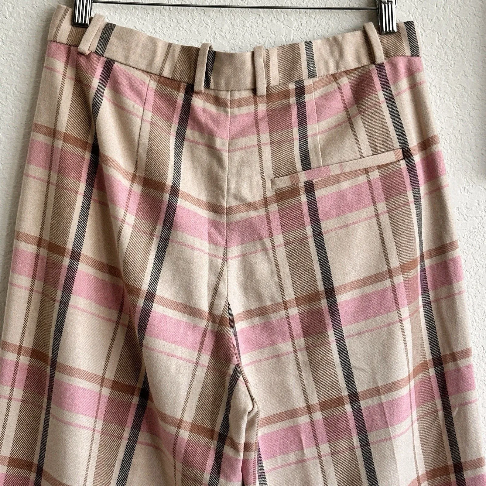COS Pleated Wide-Leg Checked Trousers in a pink plaid Wool Blend Preppy - Image 15