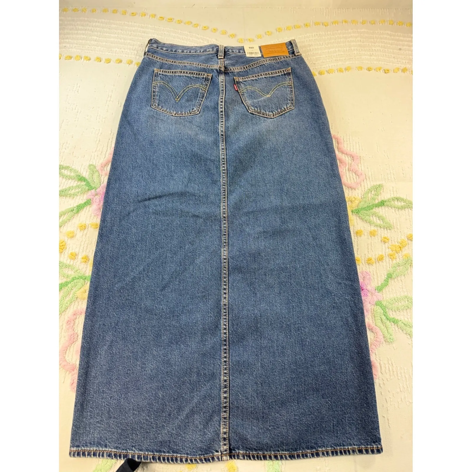 Levi's Premium Women's Long Denim Maxi Skirt Front Slit Blue Wash Size 29 NWT - Image 12