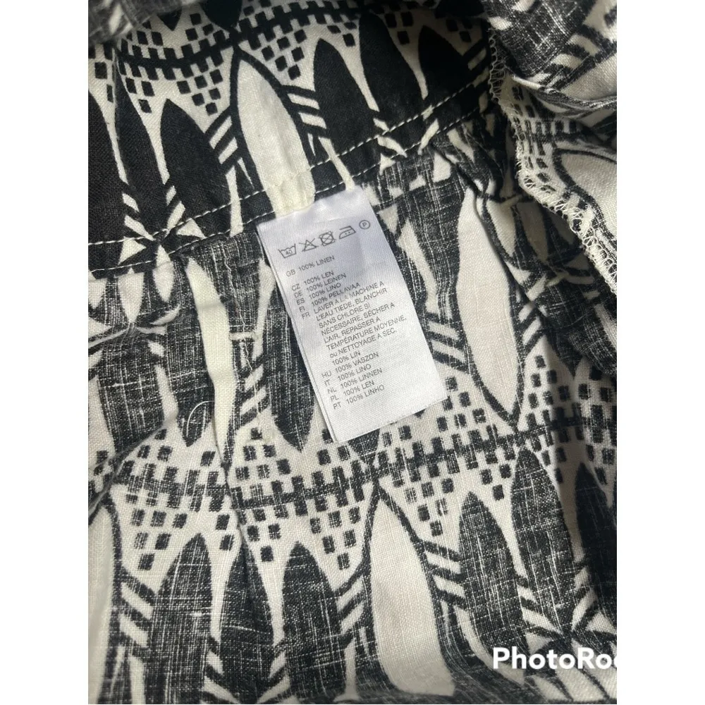 H&M Skirt 10 Black White Abstract Geo Print Linen Short skirt  size 6 - Image 8