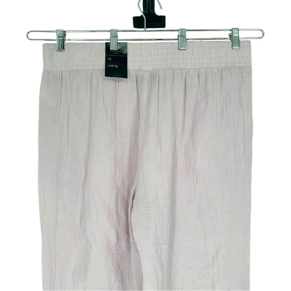 JM Collection Women's Wide Leg Gauze Pants in Lilac Sky size 1X NWT 100% Cotton - Image 7