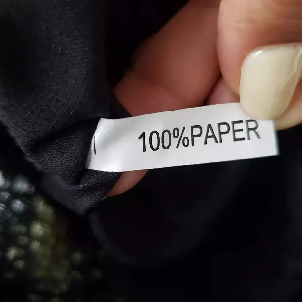 Nora Everyday Striped Drawstring 100% Paper Shoulder Bag Boho Beachy Summer Black - Image 6