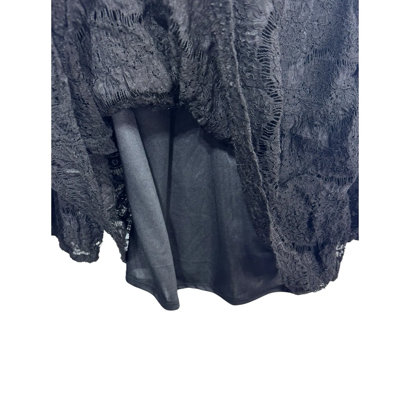 Monteau Top Womens XL‎ Black Blouse Lace Ruffle Goth Victorian High Neck Sheer - Image 4