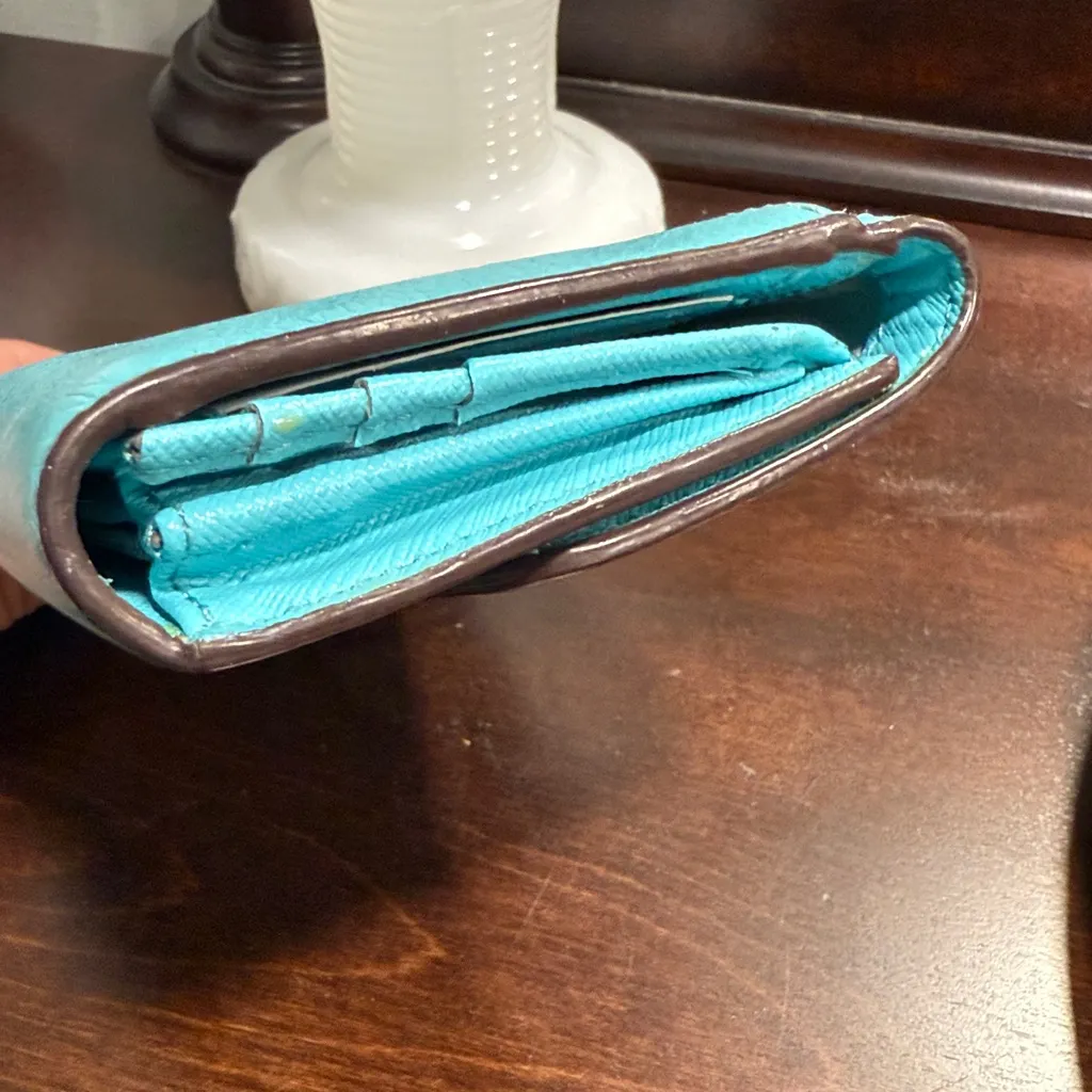 Coach Park Leather Turnlock Slim Envelope Wallet in Turquoise - Image 4