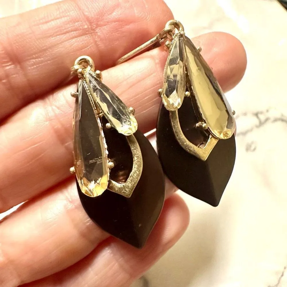 Vera Wang Simply Vera brown rhinestone drop earrings Gold - Image 7