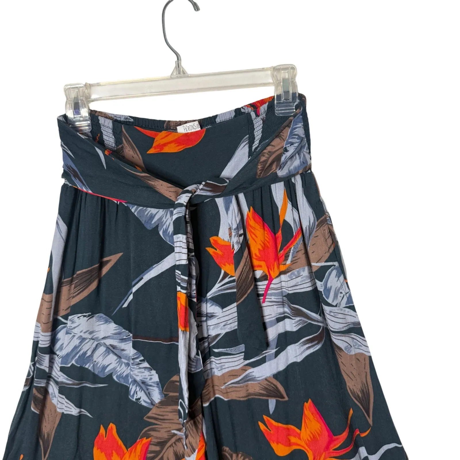 Patrons of peace Wide Leg Pants Palazzo Smocked Tie Front Flowy Womens M BOHO - Image 14