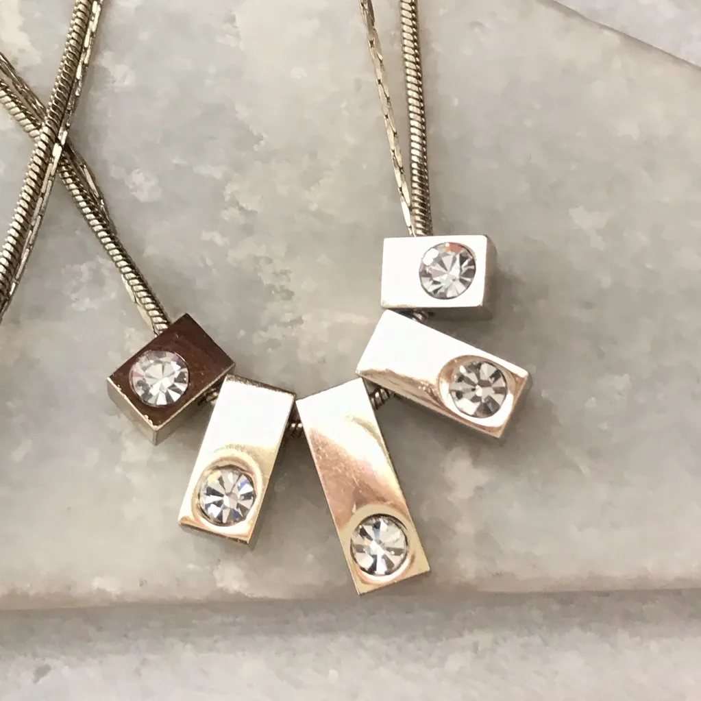 White House Black Market Reversible Rhinestone or Black Glass Necklace Necklace - Image 4