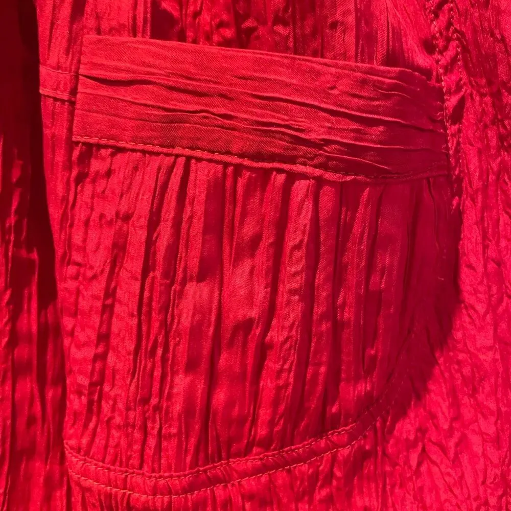 Katie Todd Crepe Textured Two Pocket Button Front Blazer Jacket Red Medium - Image 4