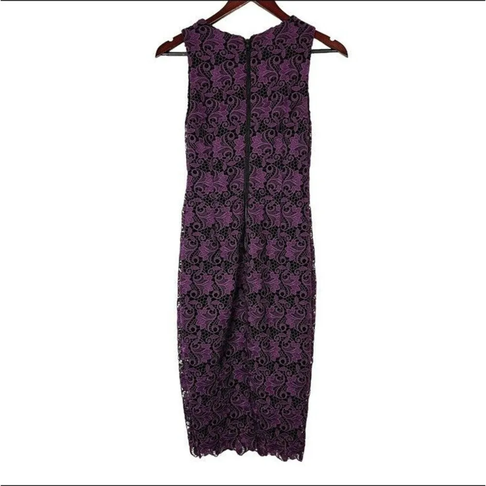 Alice + Olivia Purple Black Floral Guipure Lace Sleeveless Preslee Dress Size 0 - Image 6