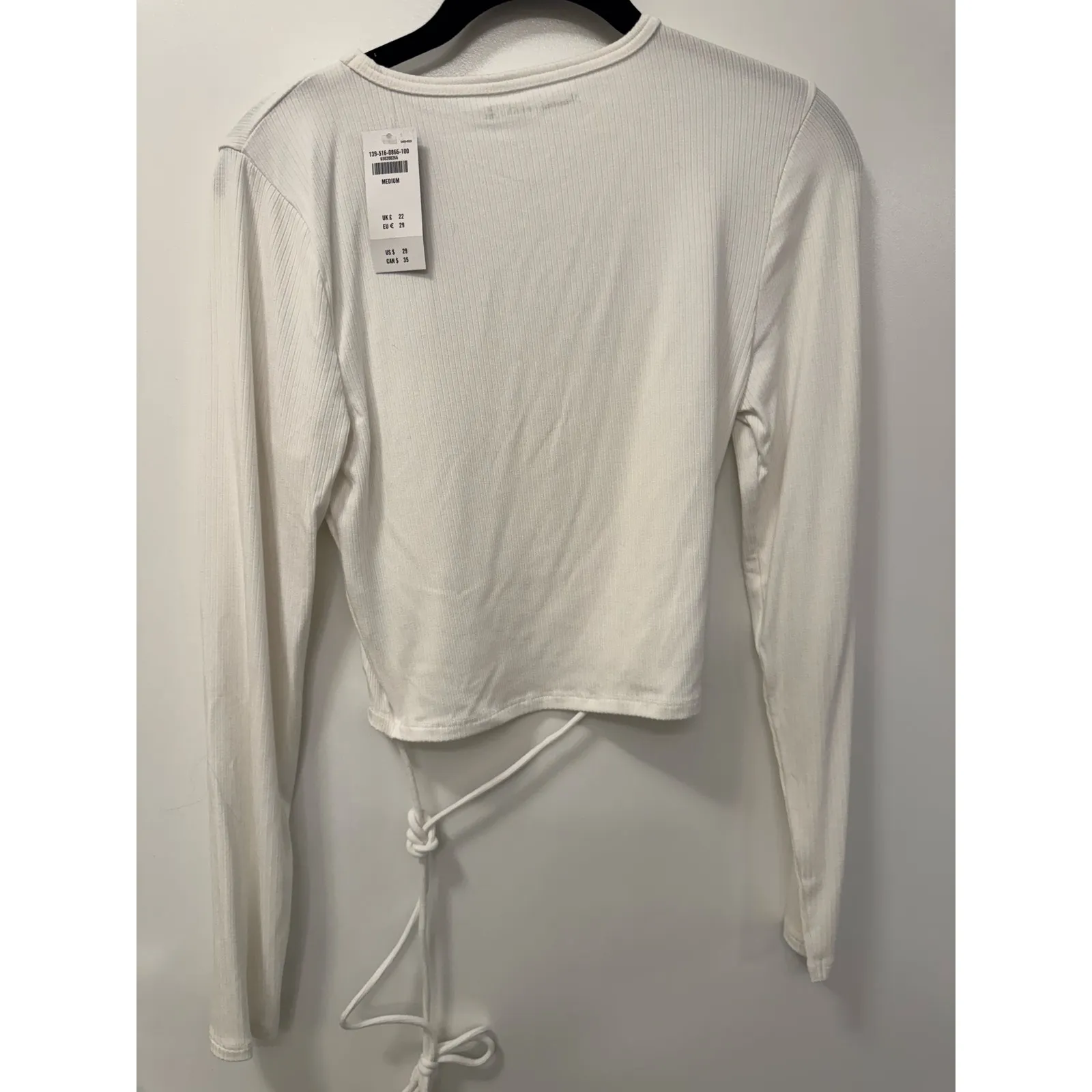 Abercrombie & Fitch Cropped Top Women's M White Viscose Ribbed Knit Stretch NWT - Image 3