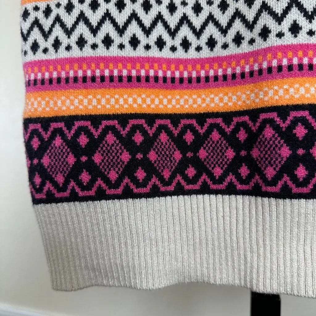 Willow & Wind XS Sleeveless Crewneck Fair Isle Sweater Vest Knit Y2K Preppy Pink - Image 9
