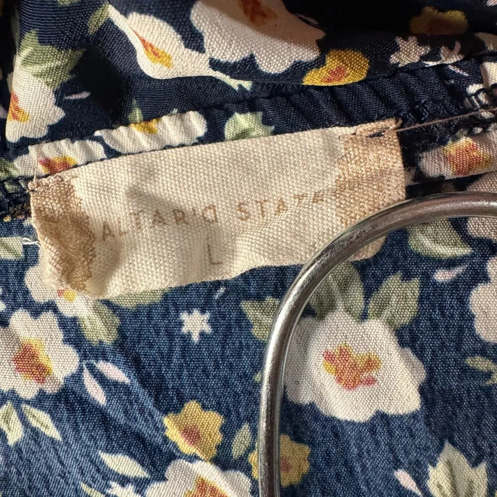 Altar’d State Large Midi Dress Floral V-Neck Tie Back Tiered Adjustable Straps - Image 10