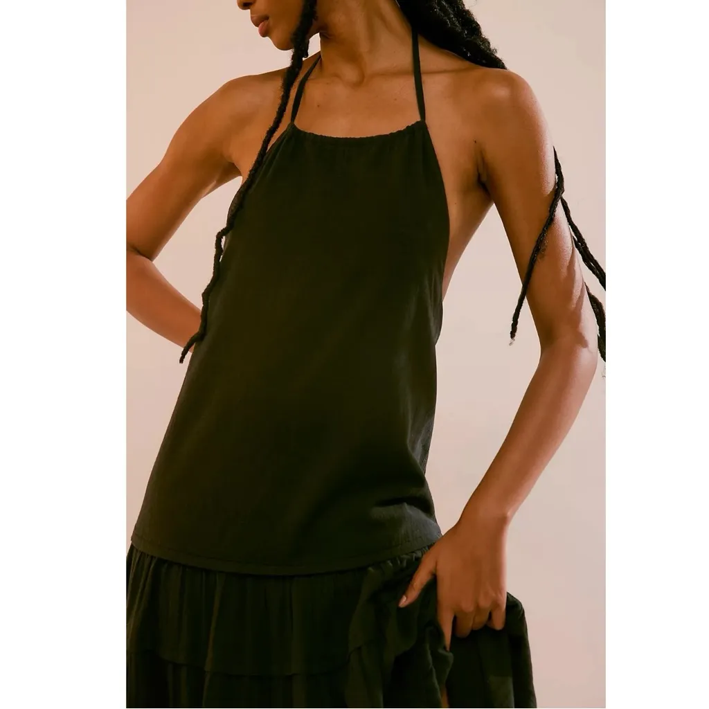 Free People Bohemian Tiered Somewhere Sunny Drop Waist Maxi Dress Black XS NWT - Image 4