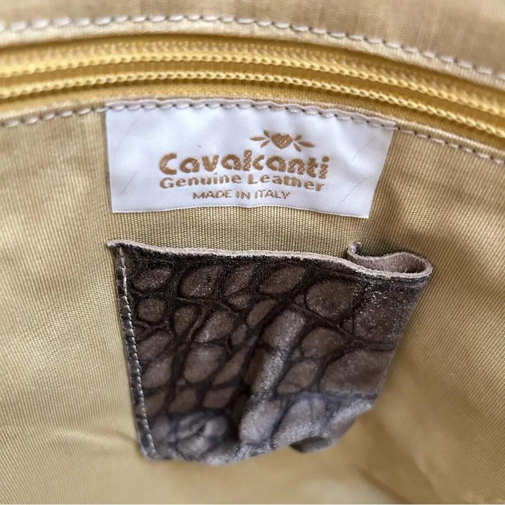 CAVALCANTI distressed brown, antiqued gold leather bag, made in Italy, NWOT - Image 14
