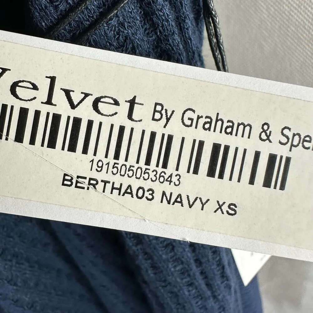 Velvet by Graham & Spencer Textured Open Waterfall Cardigan Size XS Navy Blue - Image 5