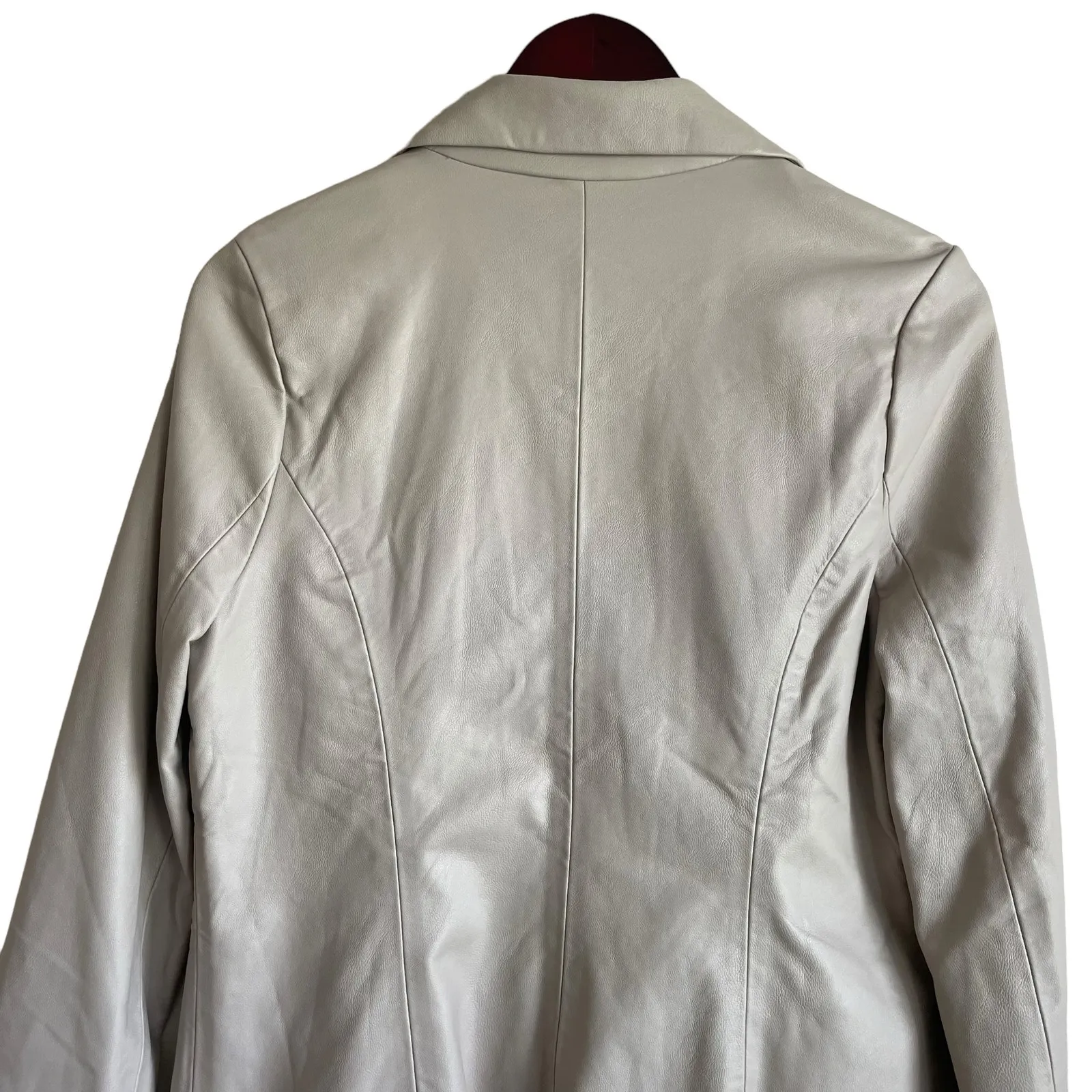 Le Lis Women Jacket‎ S Cream Faux Leather Long Sleeve Lined Blazer Career Chic - Image 5