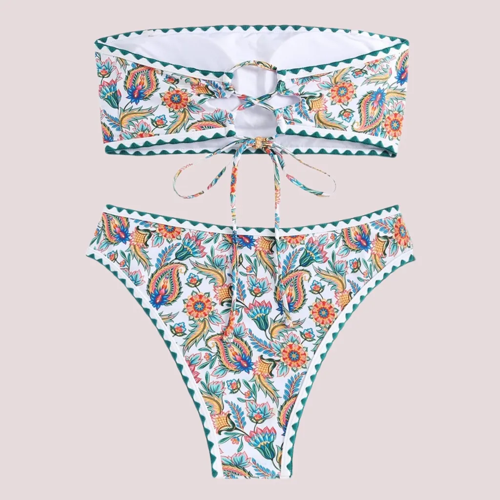 Zaful NWT  Floral/Paisley Strapless Bikini Set - Lg - Image 3