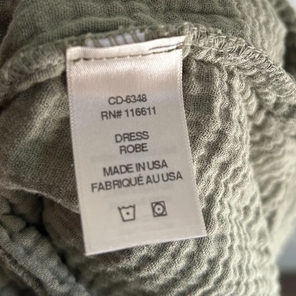 Amadi Anthropologie Maella Off-The-Shoulder Gauze Dress Green Sz Medium - Image 7