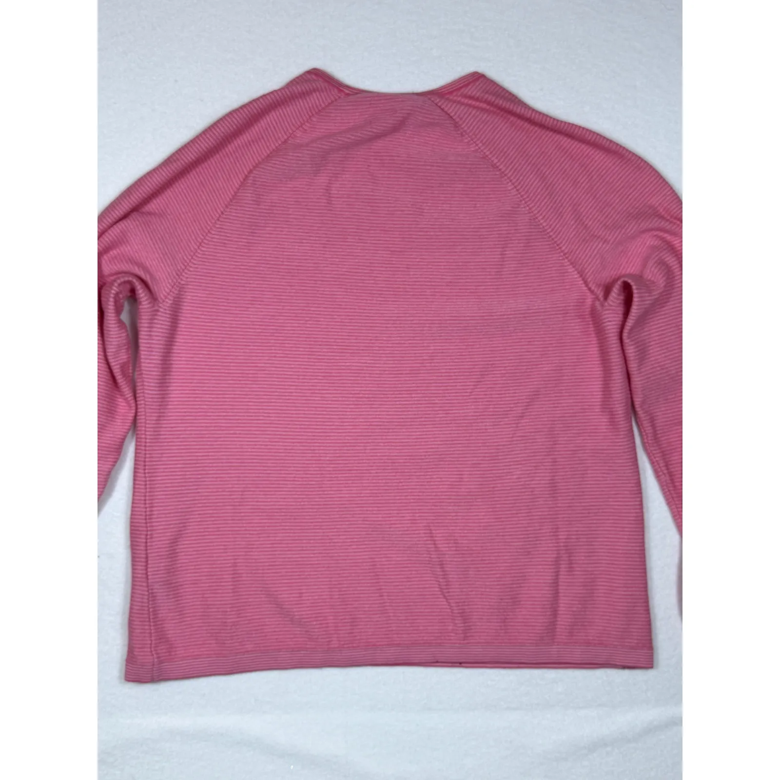 J.McLaughlin Pink Stripe Raglan Sleeve Sweater Knit Top Women's XL Button Detail - Image 9