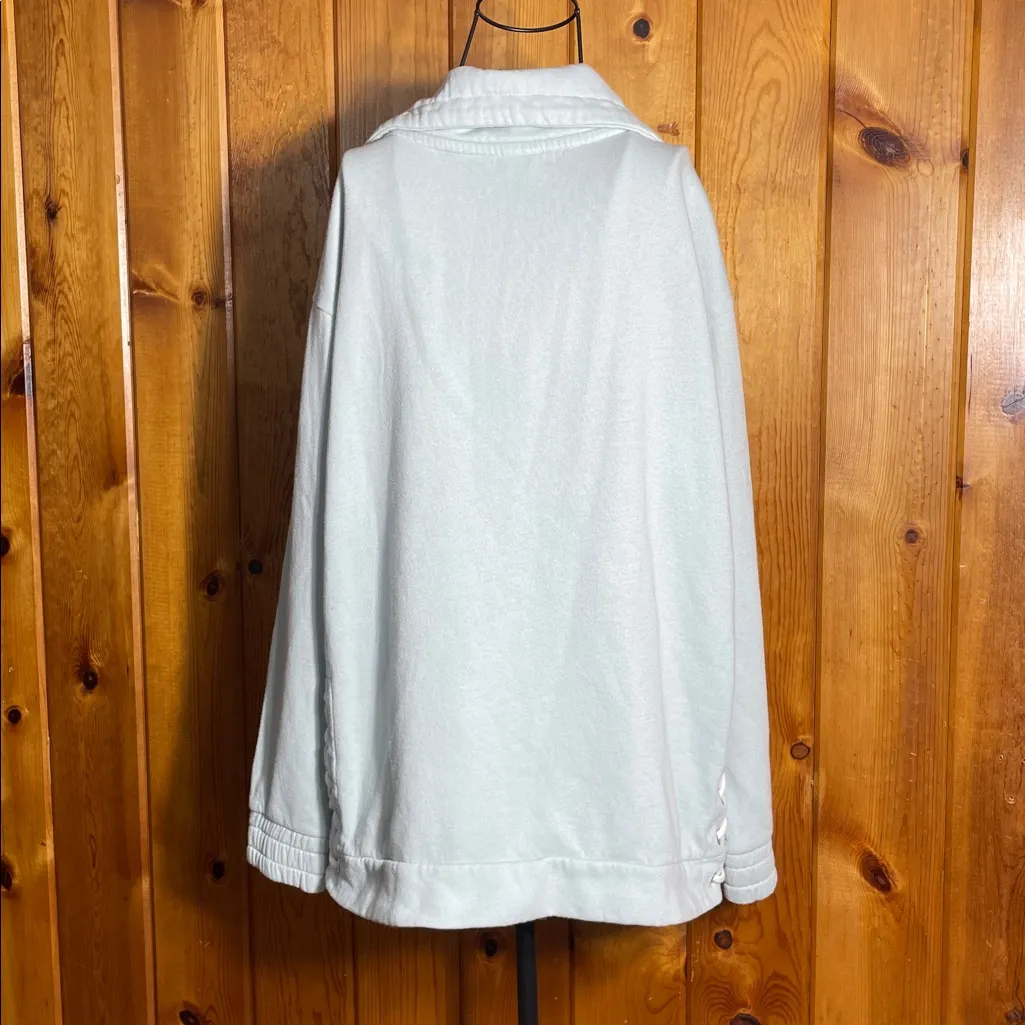 PINK Victoria's Secret Light Blue Pullover size medium quarter zip rope sides - Image 5